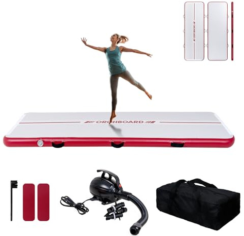 ORHOBOARD Inflatable Gymnastics Mat - 10’ Thick & Premium Heat Sealed Process, 1+1 Double-layer PVC Fitness Mats with Electric Pump, Repair Kit & Backpack, Multi-Scene exercise Mat Use for Outdoor