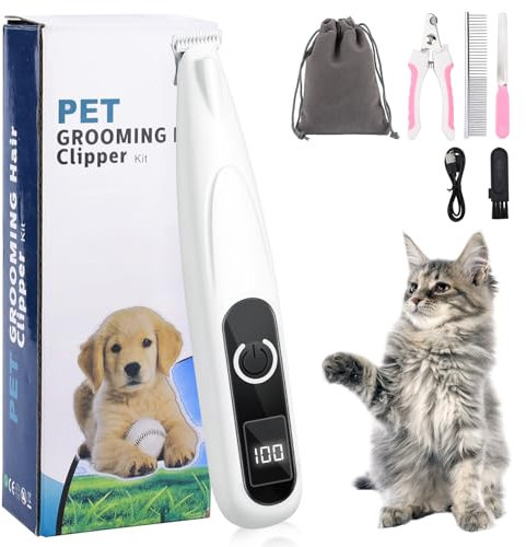 TAVADA Cortapelos para Perros con Luz Led,Maquina Cortar Pelo Perros,Recortadora de Patas de Perro,Cortapelos Perro Gato para Mascotas para Perross Gatos Patas Orejas Ojos Cara,Recargable