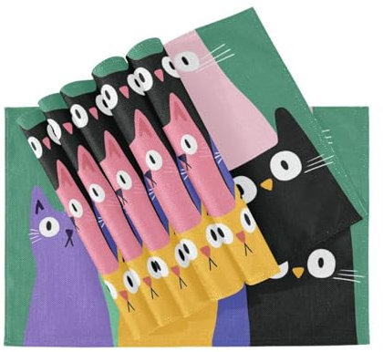 Manteles individuales lavables reutilizables para mesa de cocina, manteles individuales lavables con placa para interiores, juego de 6 manteles individuales de 12 x 18 pulgadas