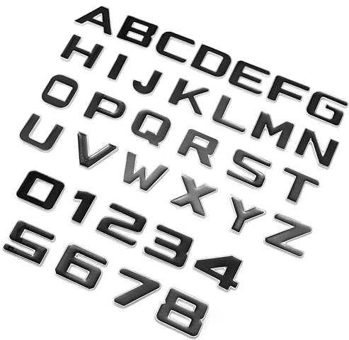 NewL Lettere personalizzate in metallo per auto e cassetta postale, kit per creare emblemi e nomi (nero, argento)
