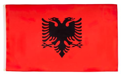 AZ FLAG Lote de 10 banderas de Albania – 90 x 60 cm – Bandera albanesa 100% poliéster con ojales metálicos integrados