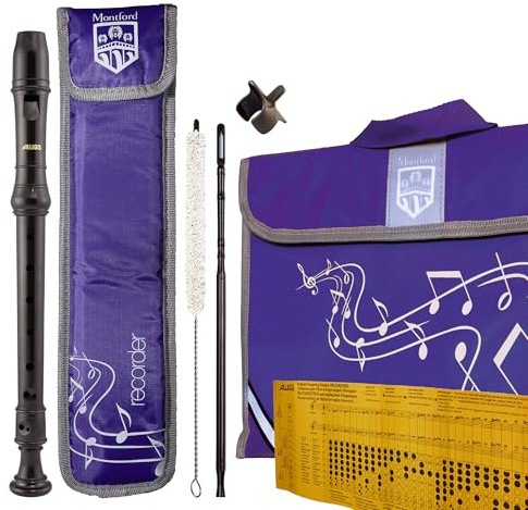 Aulos 303N Elite - Flauto dolce soprano per la scuola, include flauto dolce, mocio per la pulizia, asta per la pulizia profonda, custodia imbottita e borsa per spartiti - ideale per principianti della