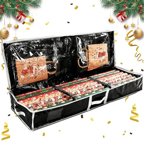 SilverChry Porta Rotoli Carta Regalo in Plastica, 102 * 36 * 16cm Borsa Porta Rotoli Carta da Regalo per Natale, Impermeabile e Antipolvere(nero)
