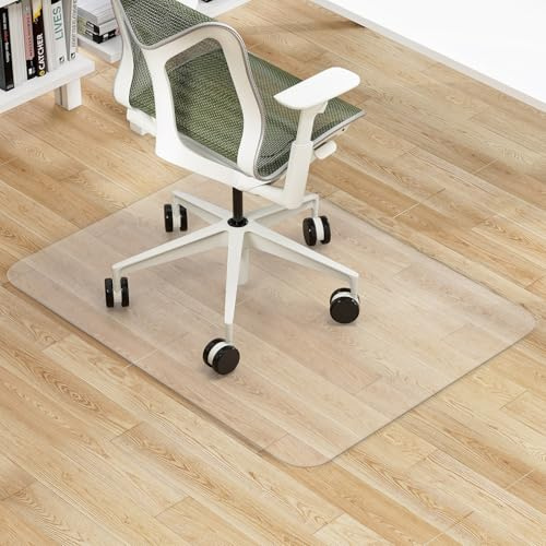 COSTWAY 90 x 120 cm, golvskyddsmatta, kontorsstol, skrivbordsstol, underlag, transparent, skyddsmatta, tjocklek 1,5 mm, golvskydd, reptåligt och halkfritt, stolunderlägg för laminat, parkett, hårda