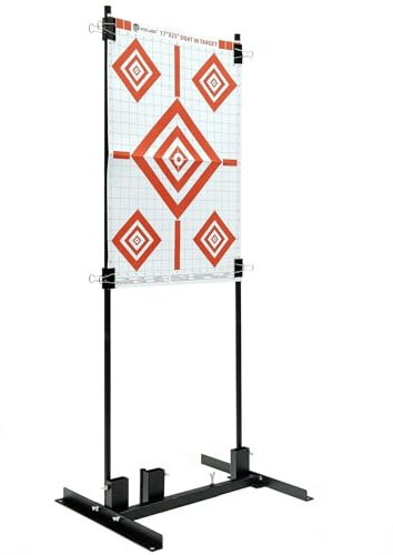 Shooting Target Holder Stand Set – Adjustable Metal Stand for Air Rifles, Airsoft, BB Guns & Paintball, Portable Target Holder with Clips, Pegs & Carry Bag for Home or Range Practice (Option 2)