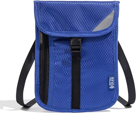Tcdwla Pochettes Tour de Cou de Voyage Bloqueur RFID, Porte Monnaie Enfant Garçon, Pochette Passeport, Telephone, Porte Monnaie enfant, étanche Sac de Voyage Portable, Peut Stocker Carte (Bleu 1)