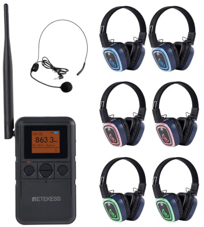 Retekess TA003P Silent Disc Headset, Ljuddämpning, klart ljud, vikbar design, bekväm att bära och justera, perfekt för fitness, yoga och utomhusaktiviteter