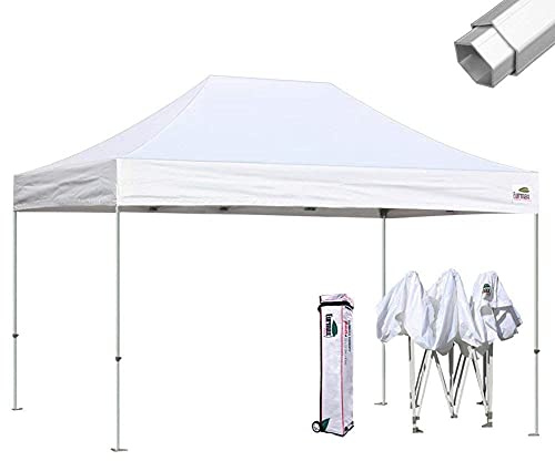 Eurmax USA Pro - Gazebo pop-up da 25,4 x 38,4 cm, per feste di nozze, gazebo istantaneo, padiglione, baldacchino, barbecue, cater, eventi, telaio in alluminio di grado commerciale (bianco)