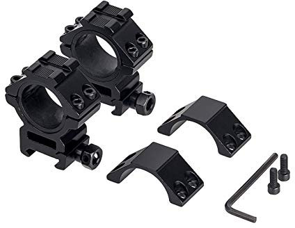 FOCUHUNTER Profil Moyen 1,1 Anneaux Scope Montage - 30mm/25.4mm Lunette de Visee Montage Adapter Weaver/Picatinny Rail (20mm)