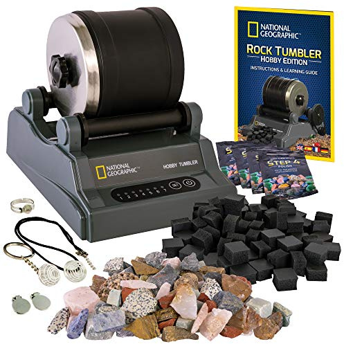 National Geographic Tonneau de Polissage de Pierres – Kit d’Initiation avec Minuterie 7 Jours, Appareil étanche, Activité Géologique pour Enfants, Jouet Scientifique éducatif