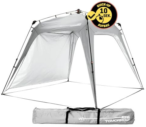 Lumaland Outdoor Pabellón 2,5 x 2,5 m | Impermeable y protección UV | Tienda de jardín incluido. 1 panel lateral y bolsa y estacas | Tienda de campaña y recepción robusta | Montaje rápido [gris claro]