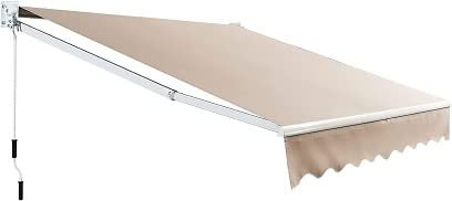 COSTWAY Toldo Manual Retráctil Plegable, Toldo para Ventana de Metal y Poliéster, Multifuncional Toldos Exterior con Manivela de Metal,Impermeable para Balcón y Veranda (2,95 x 2,5 m, Beige)