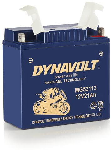 Batteria moto Dynavolt NANO-GEL MG52113 12V 21Ah 390A, sostituisce YTX19BL-BS, dimensioni: 183x79x171mm, batteria moto al gel esente da manutenzione e a tenuta stagna