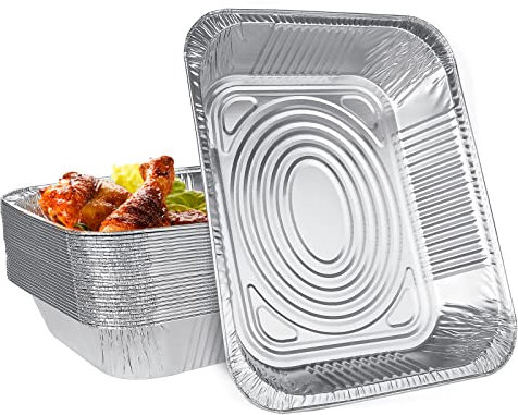 SENENQU 30 PCS Grands Barquette Aluminium Jetables Barbecue 3500ML, Plat Aluminium Jetables, Barquette Aluminium Barbecue Pour Cuisson Grillage Cuisine Restauration