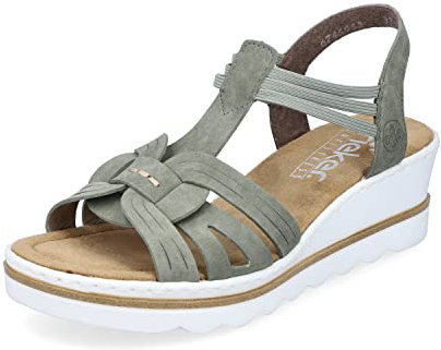 Rieker Damen Sandaletten 67459, Frauen Sandalen,Sommersandalen,bequem,Sommerschuhe,Freizeitschuhe,offene,Schuhe,Strandschuhe,grün (52),39 EU / 6 UK