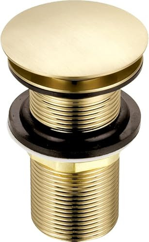 Xcel Home Oro spazzolato, filtro di scarico non scanalato per lavello, tappo di ricambio per lavello in ottone a forma di cupola, tappo per lavello da cucina, connettore standard G 1 1/4 BSP, 1 pezzo