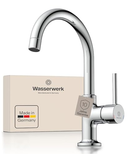 Wasserwerk Waschbeckenarmatur WT14 | Wasserhahn Bad | Badarmatur für Waschbecken | Einhebelmischer Bad | Mischbatterie Badezimmer | Made in Germany | Chrom