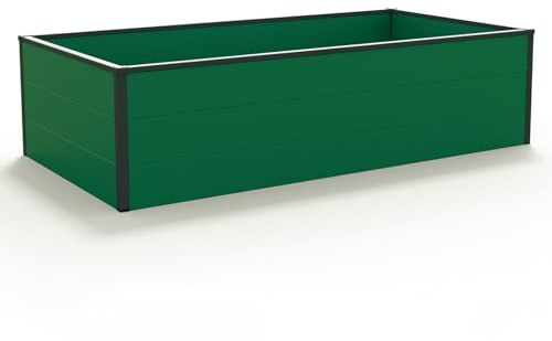GFP Upphöjd odlingslåda i aluminium HALFSIZE - Platsbesparande och stabil odlingslåda i grön - 150 x 77 x 39 cm