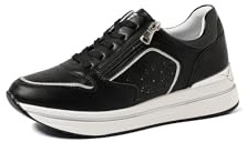QUEEN HELENA Sneakers con Zip Laterale Scarpe da Ginnastica con Plateau Casual Donna X30-1 (Nero, Sistema Taglie Calzature EU, Adulto, Donna, Numero, Media, 39)