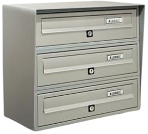 ALUBOX SLIM Cassette Postali Condominiali 3 Posti 37,8X39X30 Cm In Lamiera Zincata E Alluminio Cassetta Postale Da Esterno Condominiale Con Sistema Anti Prelievo (ARGENTO)
