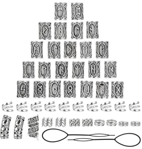 Qianyu 67 Stück Dreadlocks Schmuck Nordische Haarschlauch Perlen Wikinger Haarperlen Haarschmuck Bartperlen für Armbänder, Anhänger, Halskette, DIY, Metallflechten, Dreadlock-Perlen, Dekoration