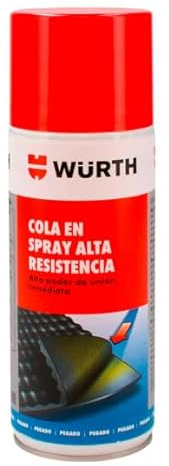 WURTH Cola Adhesiva en Spray 400 ml – Alta Resistencia y Secado Rápido – Adhesivo Transparente para Madera, Tela, Plástico, Espuma y Más