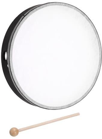 sourcing map 1 Pcs Hand Drum Music Percussion 10 Inch Wood Frame Drum Set with Drum Stick Musical Instrument for Musical Education Home Party Performance Supplies (Black)