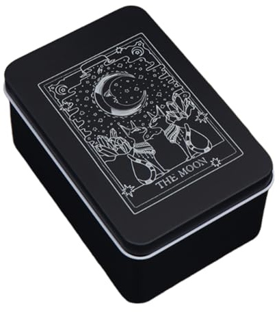 Metal Tarot Box - Contenedor De Cartas, Mystic Storage | Caso De Uso Amplio Sun Moon, Organizador De Cubierta Celestial Para Joyas, Soportes De Baratijas, Suministros Psíquicos, Caja De Recuerdo, Herr