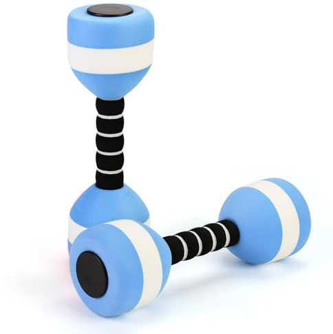 Aquatic Dumbbells, 2PCS EVA Foam Water Weights, Aquatic Exercise Dumbbells for Adults Youth Women Water Workouts Tools (Blue+White)