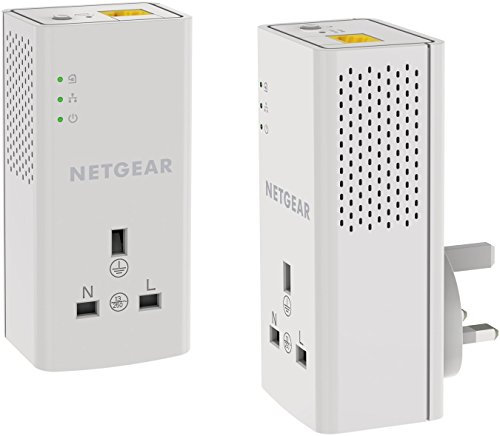 NETGEAR PLP1000-100UKS 1 Port 1000 Mbps 1 Gigabit Port Powerline Adapter with Extra Outlet (Pack of 2)