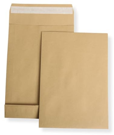 50 St. B4 Faltenversandtaschen braun Stehboden und 50 mm Falte 150 gr. Kuvert 250x353x50 mm Haftklebend Briefumschläge HK Briefhüllen