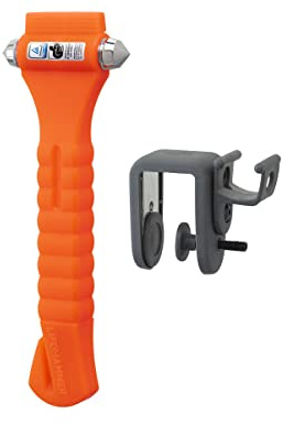 Lifehammer Klassisk glöd orange – ny typ – med bälteskärare och hållare för bildörren