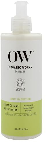 Organic Works Daily Hydration Hand and Body Lotion - Enriched with Vitamin E and C, Shea Butter Lotion for All Skin Types - Bergamot - 10.14 oz