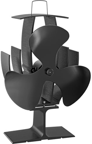 WilTec Ventilateur de poêle à bois – 3 Pales – 1100 tr/min – 60-350 °C – Autoalimentation thermique par Chaleur Sans courant – Distribution homogène de chaleur de cheminée