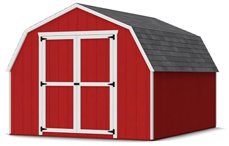 Little Cottage Co. 10x12 Value Gambrel Barn with 4 ft. Sidewalls with Floor, Outdoor Wood Storage Shed Do-It-Yourself Precut Kit