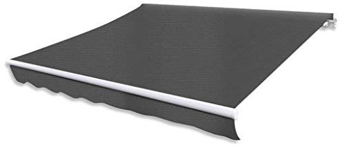 ShCuShan Gelenkarmmarkise Handbetrieben 300 cm Anthrazit Markise Wohnwagen Kassettenmarkise