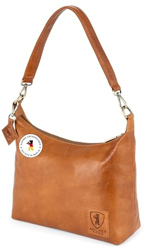 Berliner Bags Vintage Schultertasche Bella, Hobo Handtasche aus Leder, Beuteltasche für Frauen - Braun