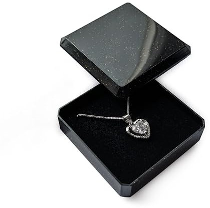 bysilverchain Jewellery Box Gift Necklace Ring Earring Small Packaging Pendants Case Gold Glitter Foam Padded Jewelry Display Storage Boxes with Lid for Birthday Wedding Anniversaries Present