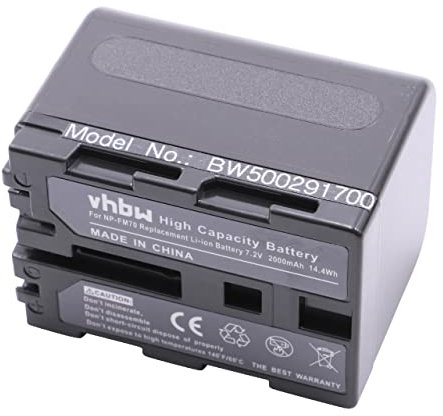 vhbw batteria sostituisce Sony NP-FM30, NP-FM50, NP-FM70, NP-FM90, NP-FM91, NP-QM51 per videocamera camcorder (2000mAh, 7,2V, Li-Ion)