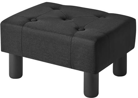 YMYNY Kleine Fußbank, Fußbank Rechteckiger aus Leinen, Sitzhocker, Fußbank für Wohnzimmer, Pouf Couch Hocker, Ottoman Fußstütze für Eingang 40×30.5×22.5CM Schwarz HBD039B