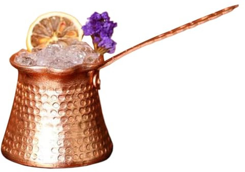 Birtern Cafetera turca - Cafetera árabe de metal con mango largo - Cafetera multifuncional, cafetera de cobre para café árabe, cócteles