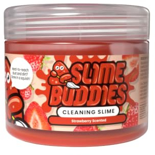 Slime Buddies Cleaning Gel | Pack of 3 - Great for Car Interiors, Cup Holders, Keyboards & More | Reusable Cleaning Slime - Strawberry