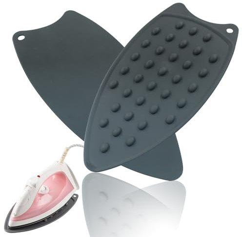 Moicstiy 2 cuscinetti protettivi in silicone per ferro da stiro, resistenti al calore, per asse da stiro, arricciacapelli, ferri piatti (grigio)