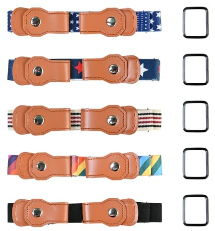 Kaiyzo Pack de 5 Cinturones Elásticos Ajustables para Niños, Cinturones Sin Hebilla, Cinturón Niño y Niña, Ideal para Uso Diario, Cinturón Infantil con Ajuste para Tallas de 40 a 60 kg