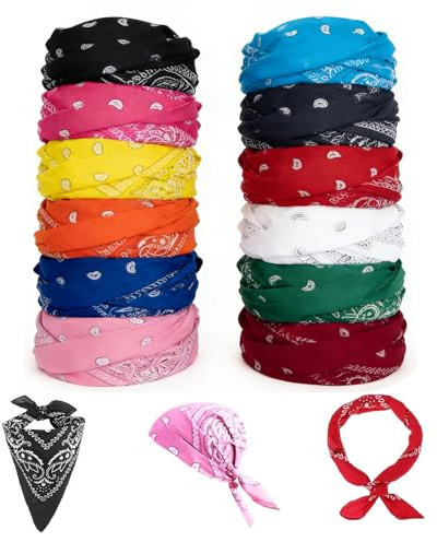 12 Bandana Foulard con Motivo Paisley Bandane Colorate Bandane Multifunzionali Unisex Accessori per Capelli Fasce per il Collo Fazzoletti Decorazioni per Cinghie di Borse Decorazioni per Cinture