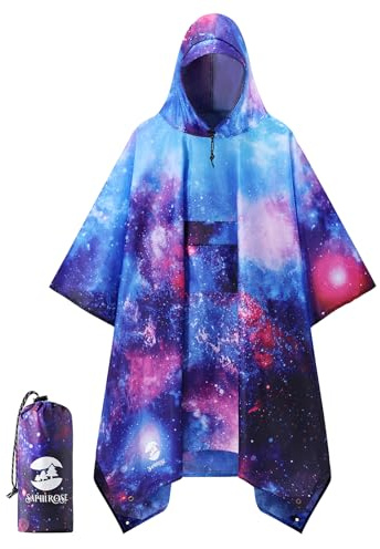 Hooded Rain Poncho Waterproof Raincoat Jacket for Men Women Adults