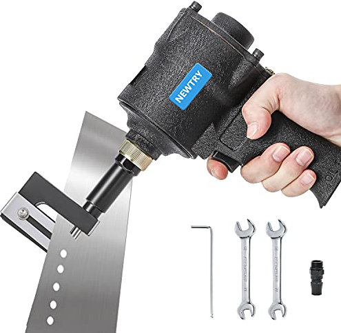 NEWTRY Perforadora de agujeros de aire industrial de 5 mm, herramienta de perforación neumática, herramienta de perforación de metal profundo, pistola perforadora de mano (tamaño del agujero, 5 mm)