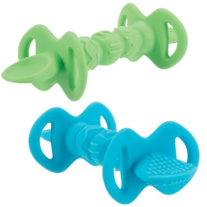 Nuby Dipeez 2 in 1 Silicone Spoons/Dipper, 2pk, Blue/Green