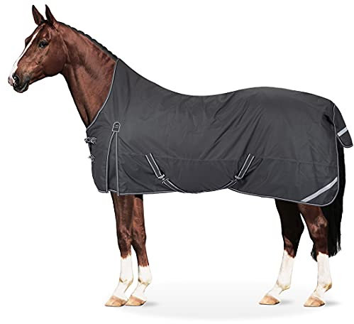 Equinate Regendecke Oakland Highneck Weidedecke mit Fleece 165cm Grau