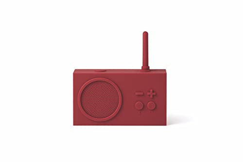 Lexon TYKHO 3 Wireless Bluetooth Speaker and FM Radio, Splashproof and rechargeable - Dark Red